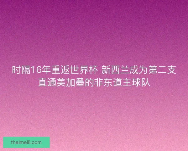 时隔16年重返世界杯 新西兰成为第二支直通美加墨的非东道主球队